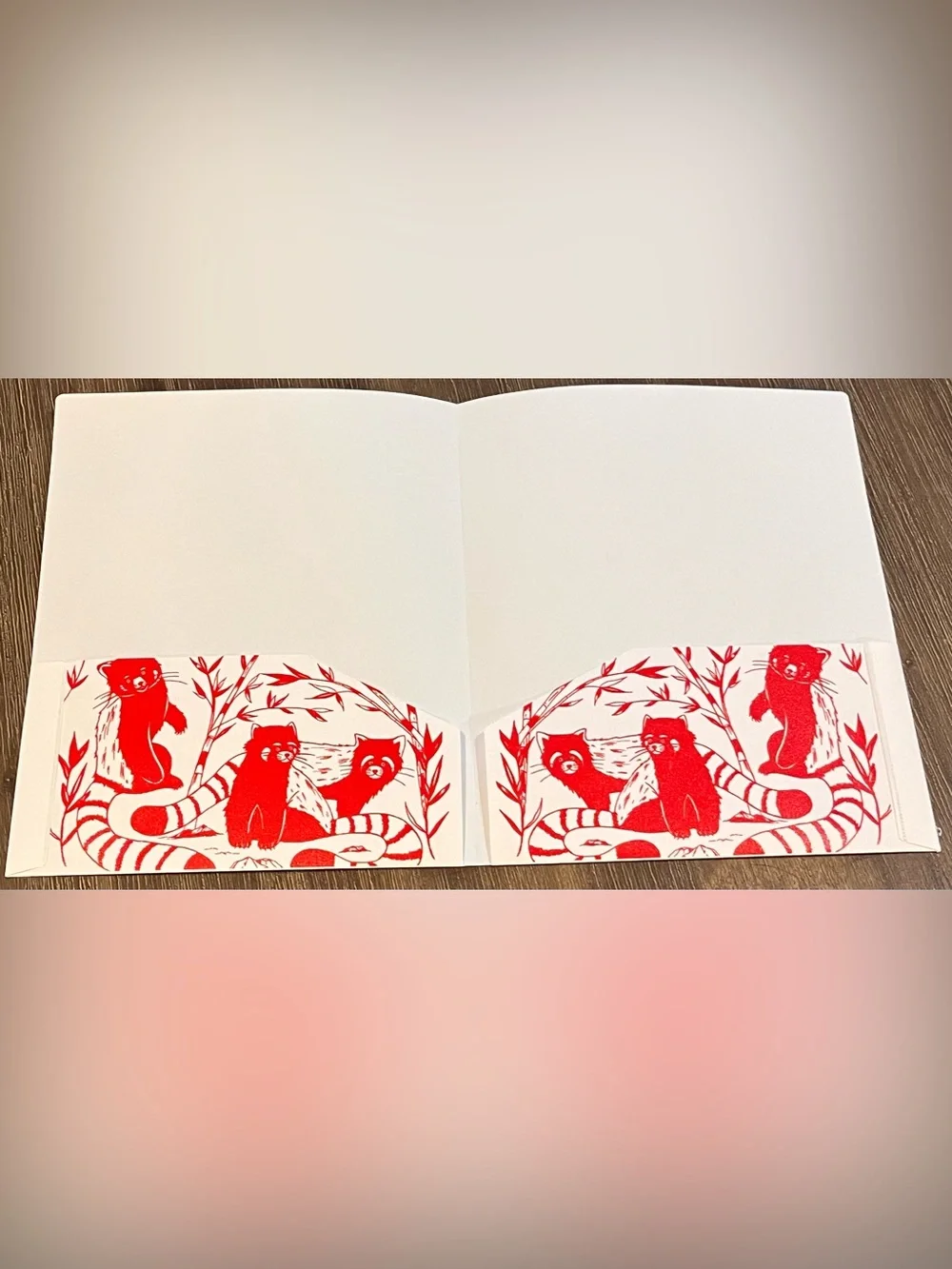 Red and White Red Panda Illustration Print Folder